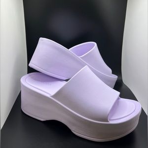 Lavender slides with platform heel